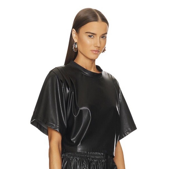 Isabel Marant Etoile Blouse Top Brooky Tee NWT Women's 38/6 Black Polyurethane - Picture 1 of 3